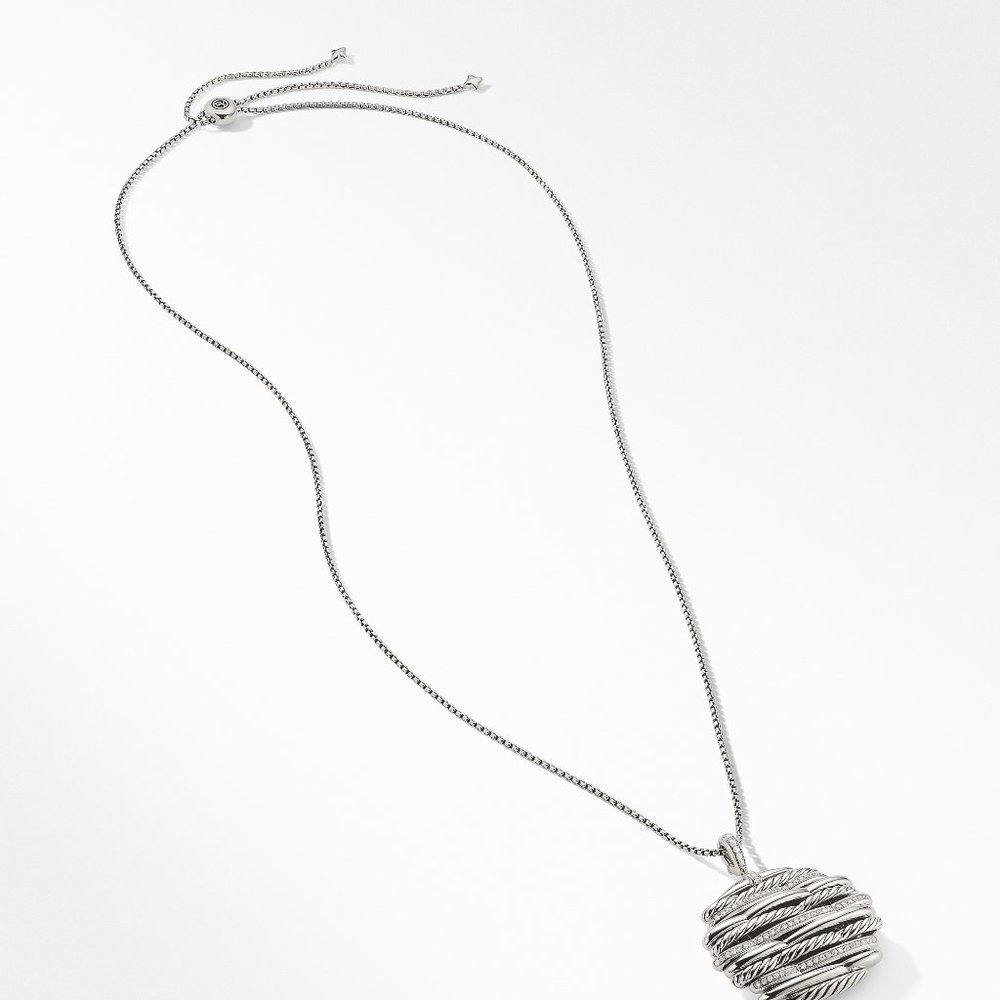 David Yurman Tides Long Necklace Sterling Diamonds